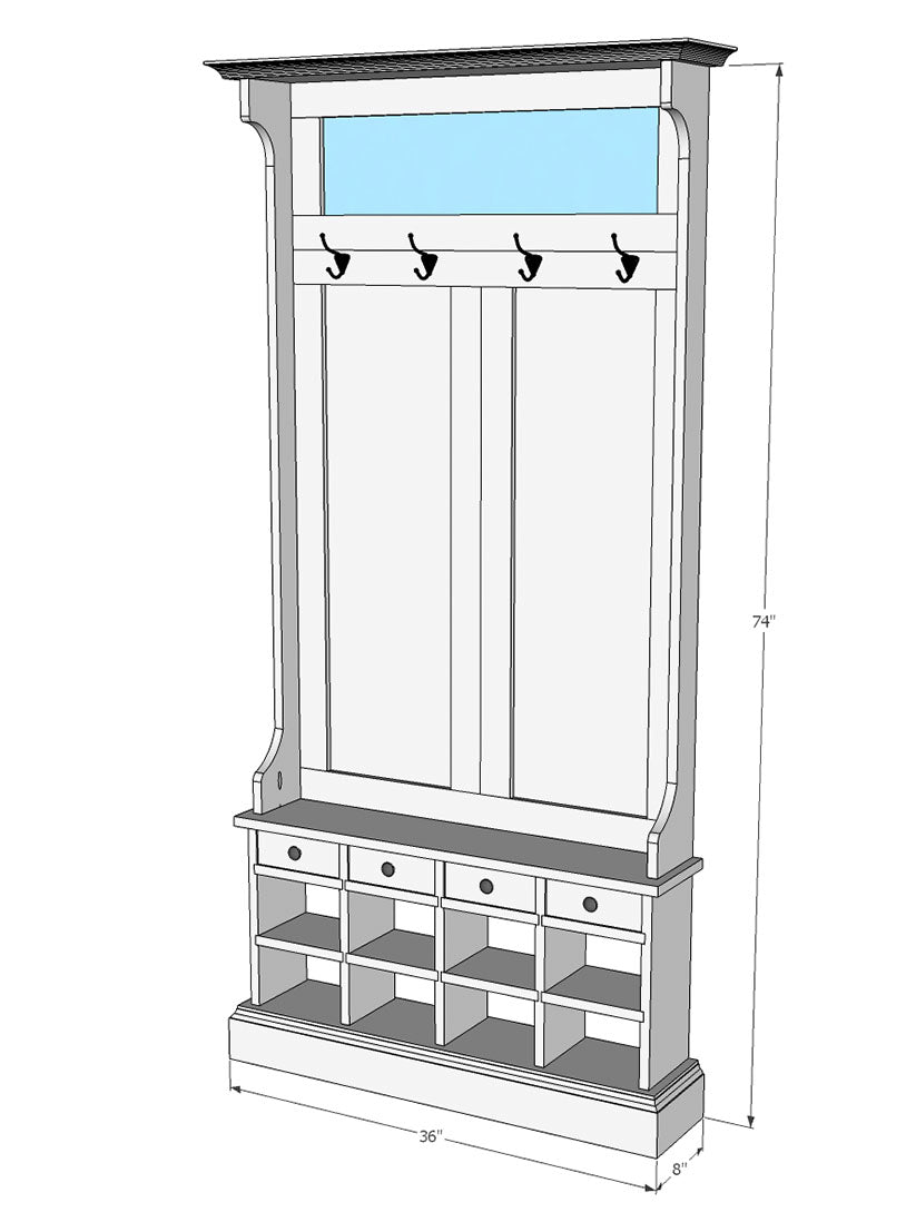 Entryway Hall Tree Cabinet